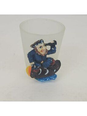 St. Thomas Pirate Shot Glass Frosted 3D Figure Barware Travel Souvenir Gift